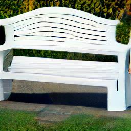 generated: a white plastic bench with a high arched back #0